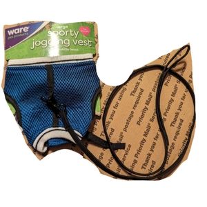 SPORTY JOGGING VEST BY WARE-SIZE LARGE-LEASH-VELCRO-LIL BELL-NAVY & BLACK